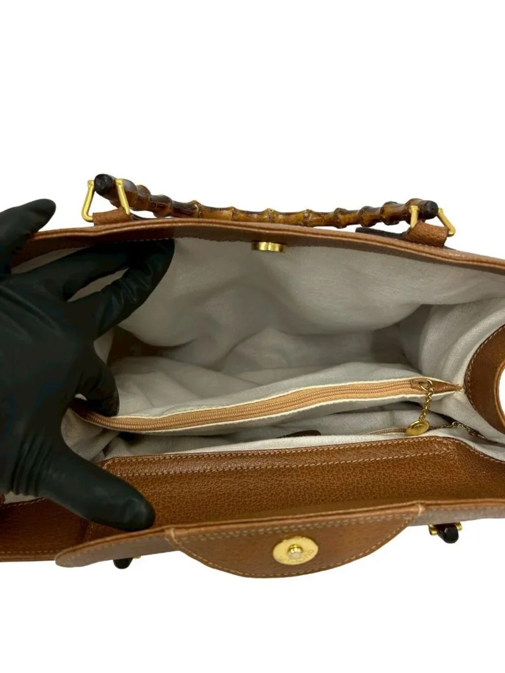 Gucci Vintage Bamb Leather Tote Business Brown